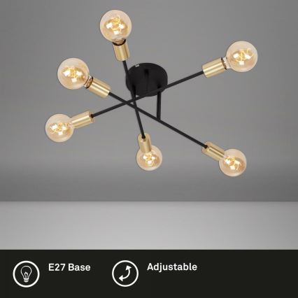 Briloner 3868-065 - LED Żyrandol natynkowy BLACK STEEL 6xE27/60W/230V