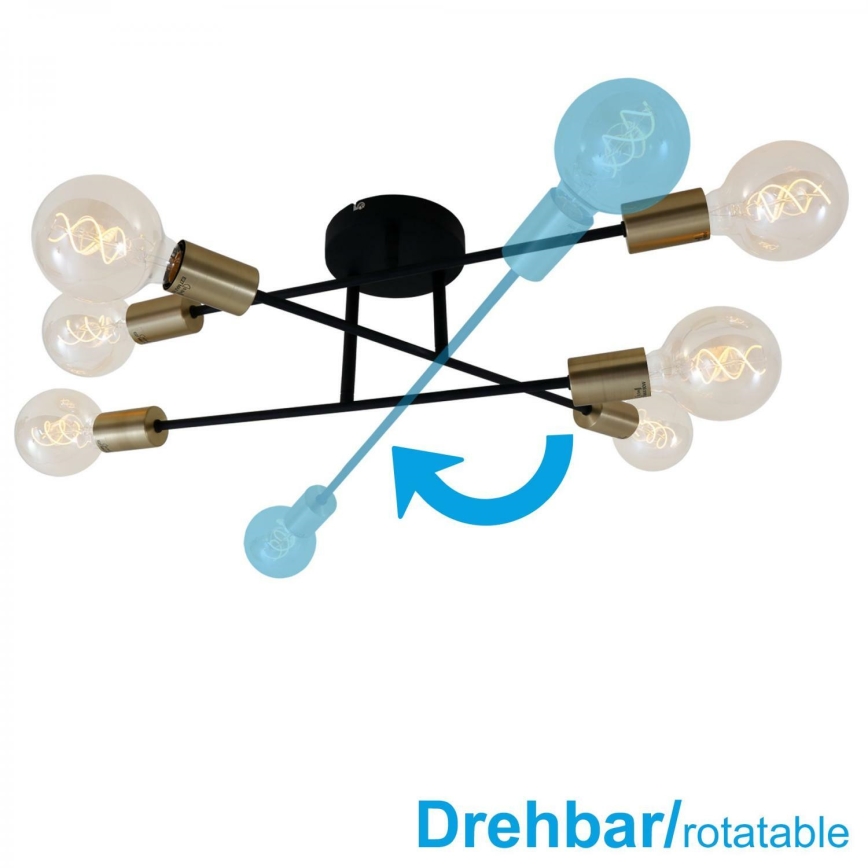 Briloner 3868-065 - LED Żyrandol natynkowy BLACK STEEL 6xE27/60W/230V