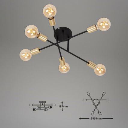 Briloner 3868-065 - LED Żyrandol natynkowy BLACK STEEL 6xE27/60W/230V