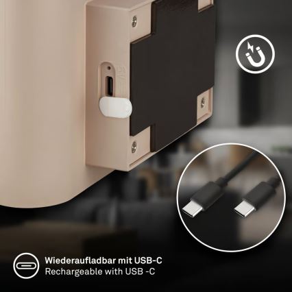 Briloner 3878011 - Kinkiet LED ładowalny z czujnikiem ruchu i zmierzchu CHAT LED/3W/5V 2000 mAh beżowy