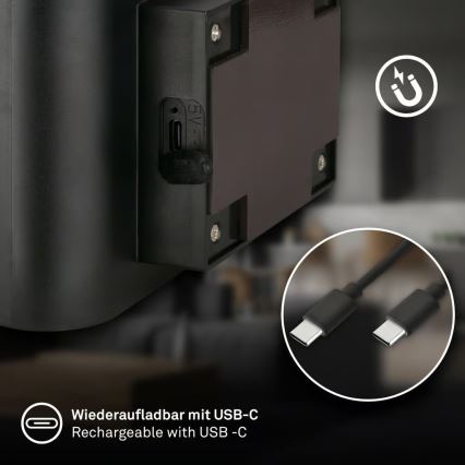 Briloner 3878015 - Ładowalny kinkiet LED z czujnikiem ruchu i zmierzchu CHAT, LED/3W/5V, 2000 mAh, czarny