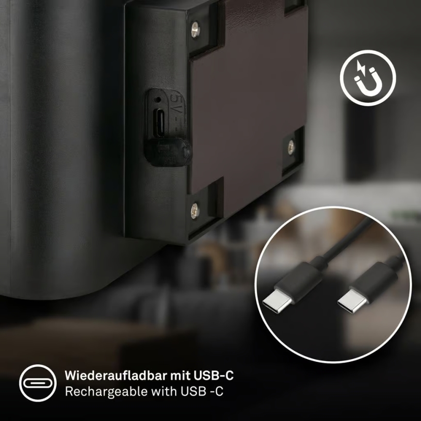 Briloner 3878015 - Ładowalny kinkiet LED z czujnikiem ruchu i zmierzchu CHAT, LED/3W/5V, 2000 mAh, czarny