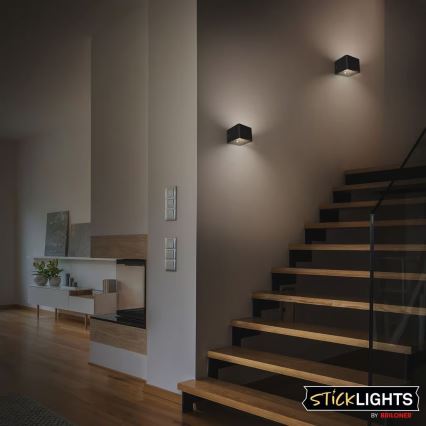 Briloner 3879015 - LED ładowalny kinkiet z czujnikiem ruchu i zmierzchu BORRA LED/1,5W/5V 3600 mAh czarny