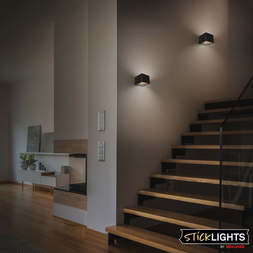 Briloner 3879015 - LED ładowalny kinkiet z czujnikiem ruchu i zmierzchu BORRA LED/1,5W/5V 3600 mAh czarny