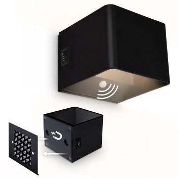 Briloner 3879015 - LED ładowalny kinkiet z czujnikiem ruchu i zmierzchu BORRA LED/1,5W/5V 3600 mAh czarny