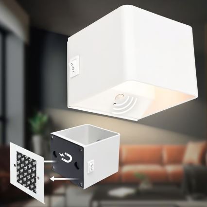 Briloner 3879016 - LED ładowalny kinkiet z czujnikiem BORRA LED/1,5W/5V 3600 mAh biały