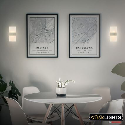 Briloner 3888012 - Ładowalna lampa ścienna z czujnikiem ruchu i zmierzchu AURA LED/2,5W/5V 1800 mAh matowy chrom