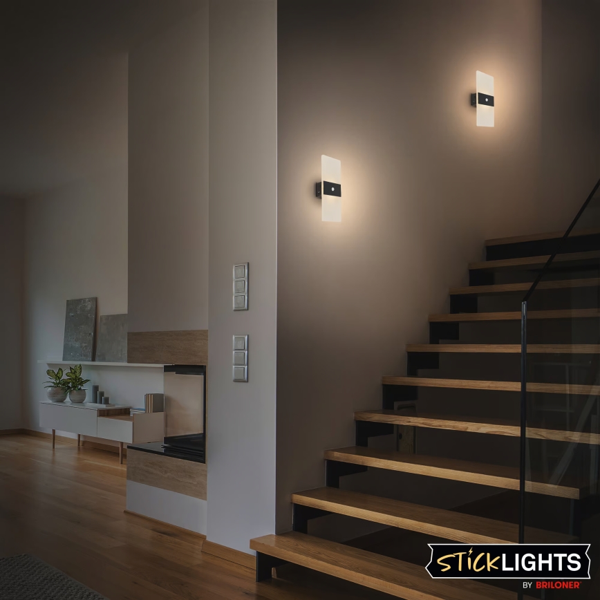 Briloner 3888015 - Ładowalna lampa ścienna LED z czujnikiem ruchu i zmierzchu AURA LED/2,5W/5V 1800 mAh czarna