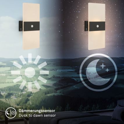 Briloner 3888015 - Ładowalna lampa ścienna LED z czujnikiem ruchu i zmierzchu AURA LED/2,5W/5V 1800 mAh czarna