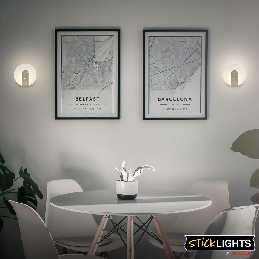 Briloner 3889012 - LED Kinkiet ładowalny z czujnikiem ruchu i zmierzchu TARO LED/2,5W/5V 1800 mAh matowy chrom