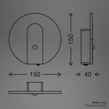 Briloner 3889015 - LED Ładowalna lampa ścienna z czujnikiem ruchu i zmierzchu TARO LED/2,5W/5V 1800 mAh czarna