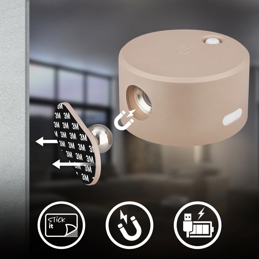 Briloner 3896011 - Ściemnialny ładowalny kinkiet LED TARI LED/1,6W/5V 1500 mAh beżowy