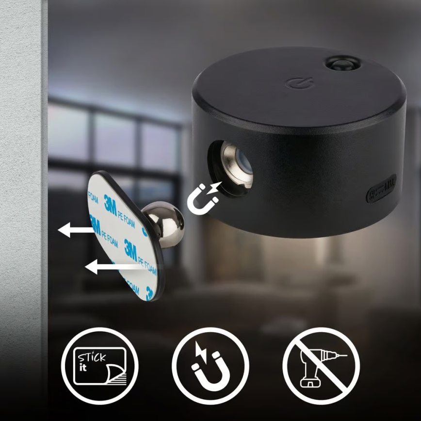 Briloner 3896015 - LED ściemnialny, ładowalny kinkiet TARI LED/1,6W/5V 1500 mAh czarny