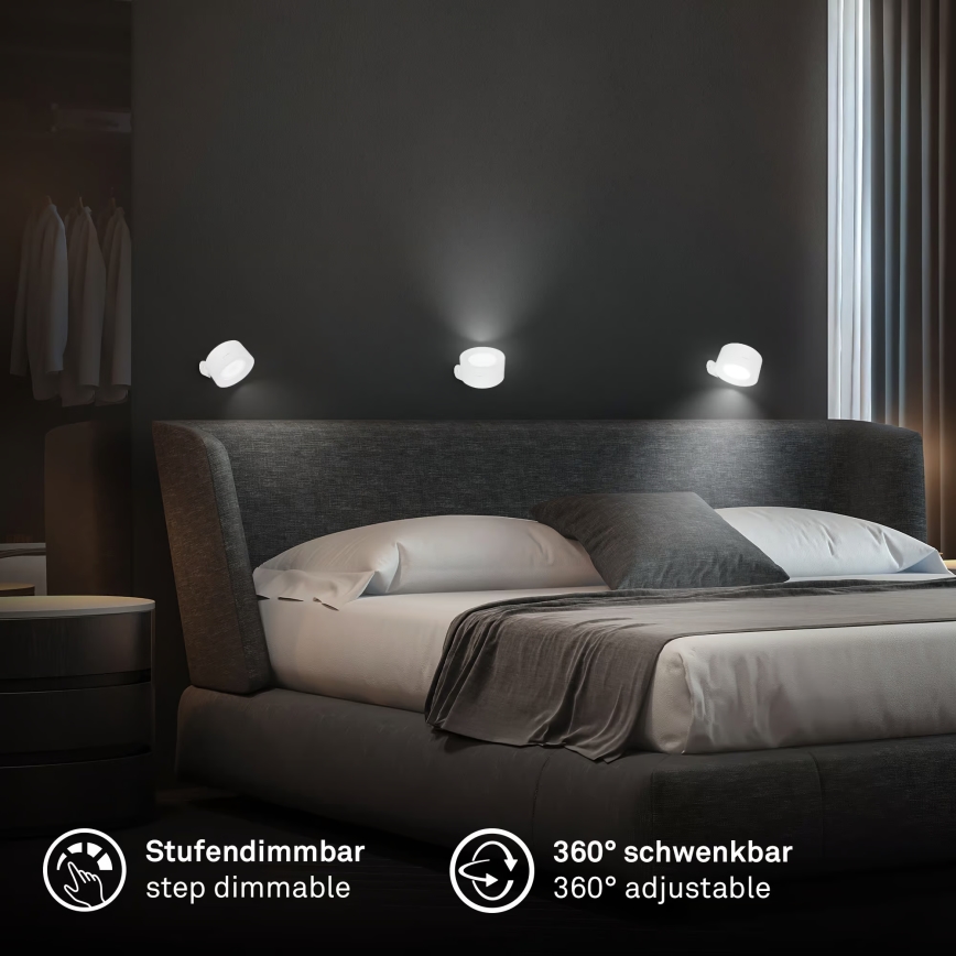 Briloner 3896016 - LED ściemnialny ładowalny kinkiet TARI LED/1,6W/5V 1500 mAh biały