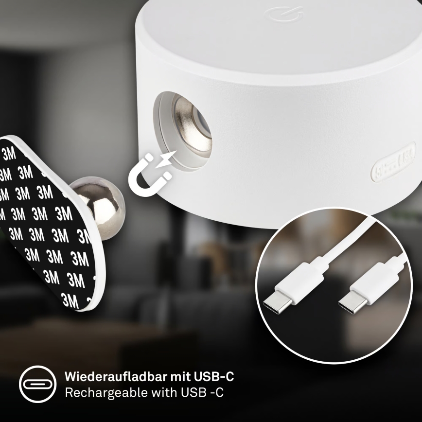 Briloner 3896016 - LED ściemnialny ładowalny kinkiet TARI LED/1,6W/5V 1500 mAh biały