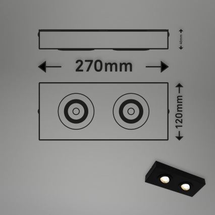 Briloner 3996025 - LED Oświetlenie punktowe CTS 2xLED/4W/230V 2700/4000K czarny