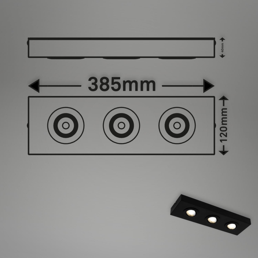 Briloner 3996035 - LED Oświetlenie punktowe CTS 3xLED/4W/230V 2700/4000K czarny