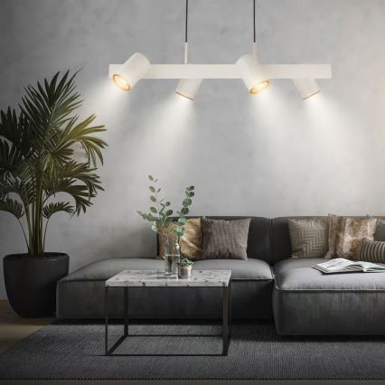 Briloner 4058044 - Lampa wisząca na lince ERA 4xGU10/10W/230V kremowa