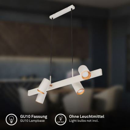 Briloner 4058044 - Lampa wisząca na lince ERA 4xGU10/10W/230V kremowa