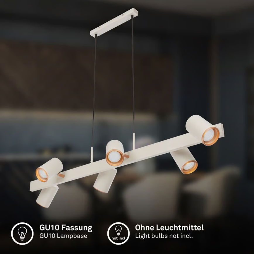 Briloner 4058064 - Żyrandol na linkach ERA 6xGU10/10W/230V kremowy