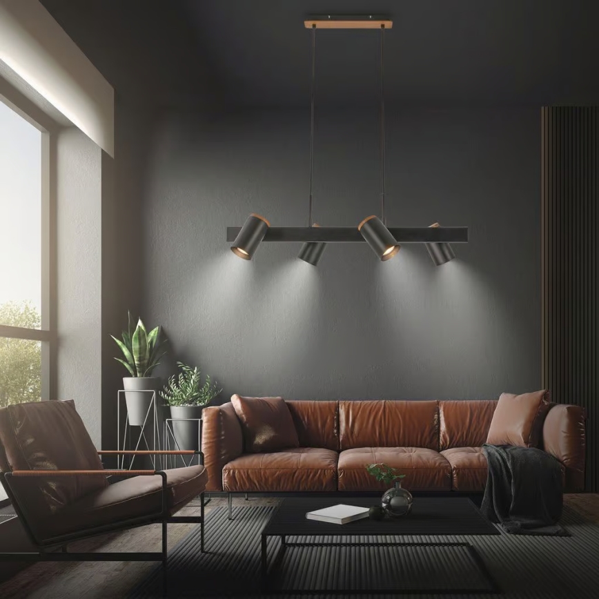 Briloner 4059045 - Lampa wisząca na lince ERA 4xGU10/10W/230V czarna