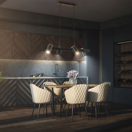 Briloner 4059045 - Lampa wisząca na lince ERA 4xGU10/10W/230V czarna