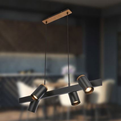 Briloner 4059045 - Lampa wisząca na lince ERA 4xGU10/10W/230V czarna