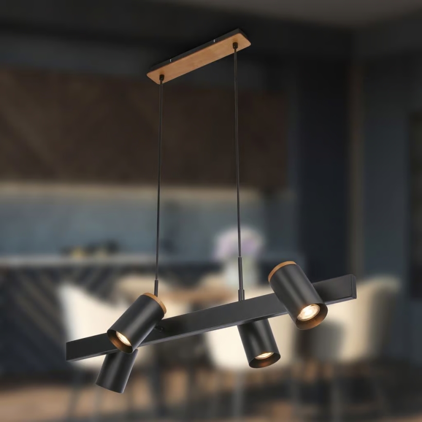 Briloner 4059045 - Lampa wisząca na lince ERA 4xGU10/10W/230V czarna