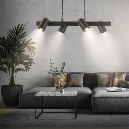 Briloner 4059045 - Lampa wisząca na lince ERA 4xGU10/10W/230V czarna