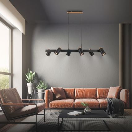 Briloner 4059065 - Lampa wisząca na linkach ERA 6xGU10/10W/230V czarna