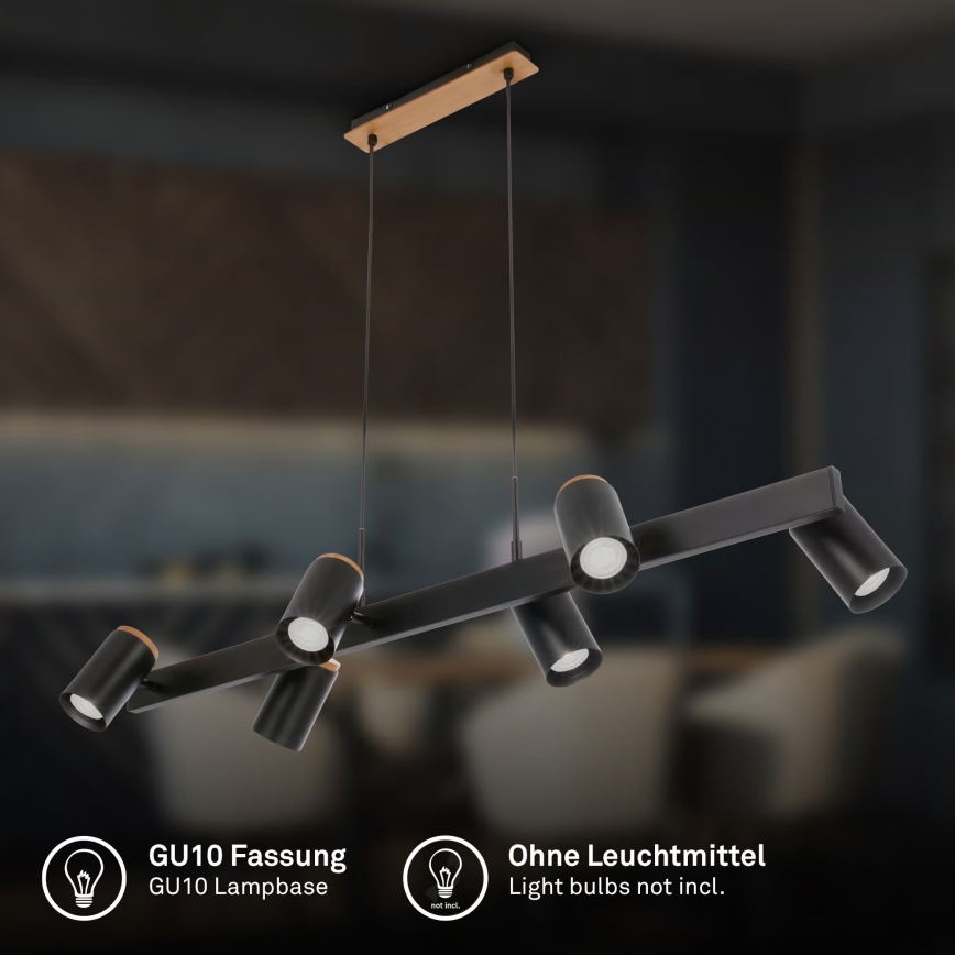 Briloner 4059065 - Lampa wisząca na linkach ERA 6xGU10/10W/230V czarna