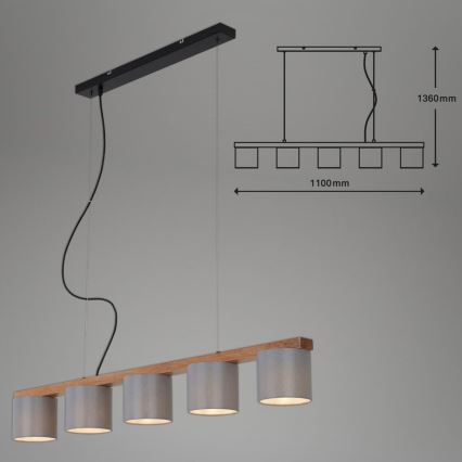 Briloner 4075-054 - Żyrandol na linkach RHON 5xE14/25W/230V