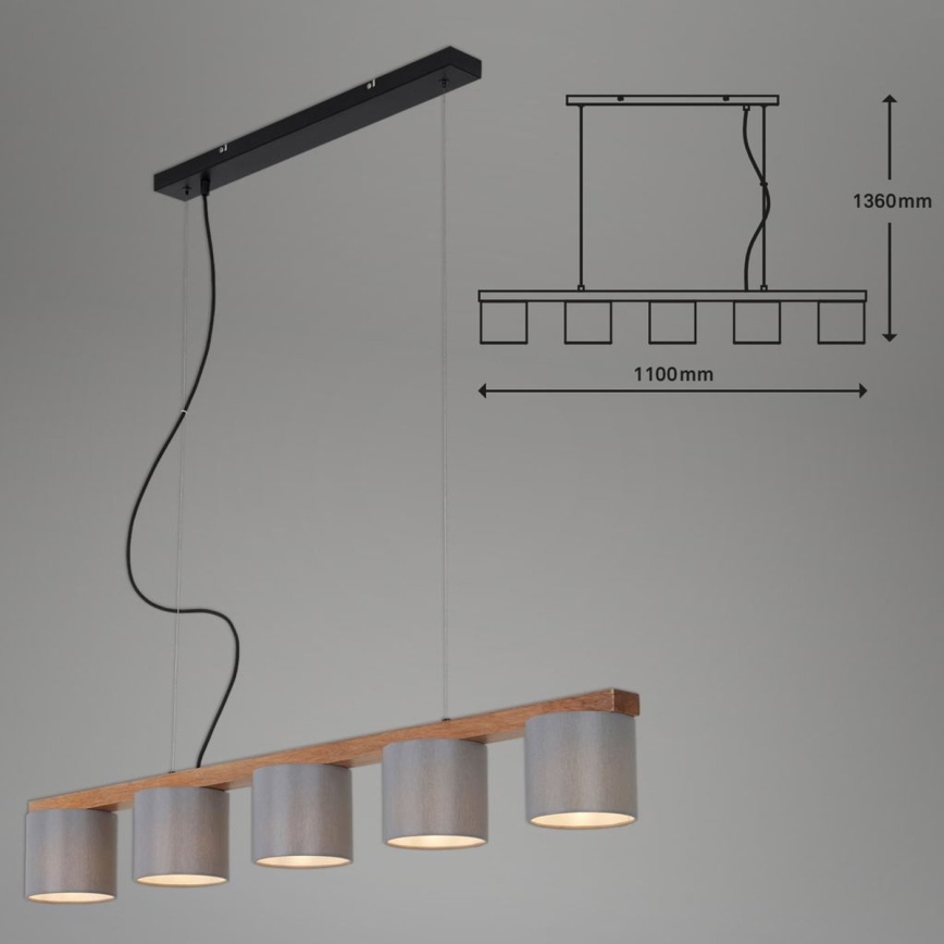 Briloner 4075-054 - Żyrandol na linkach RHON 5xE14/25W/230V