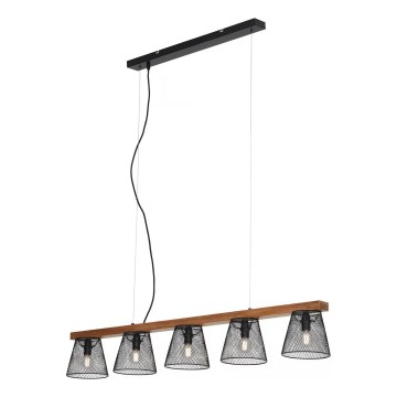 Briloner 4077-055 - Żyrandol na lince WOOD & STYLE 5xE14/25W/230V kauczukowiec