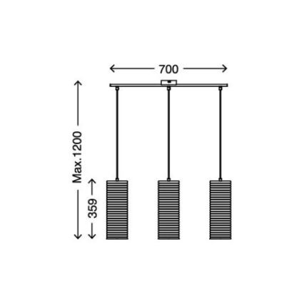 Briloner 4313-038 - Żyrandol na lince 3xE27/60W/230V