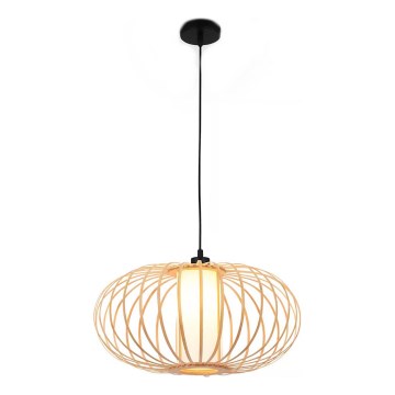 Briloner 4759011 - Lampa wisząca na lince 1xE27/10W/230V czarna/bambusowa