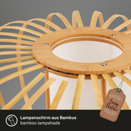 Briloner 4759011 - Lampa wisząca na lince 1xE27/10W/230V czarna/bambusowa