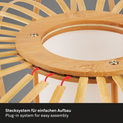 Briloner 4759011 - Lampa wisząca na lince 1xE27/10W/230V czarna/bambusowa