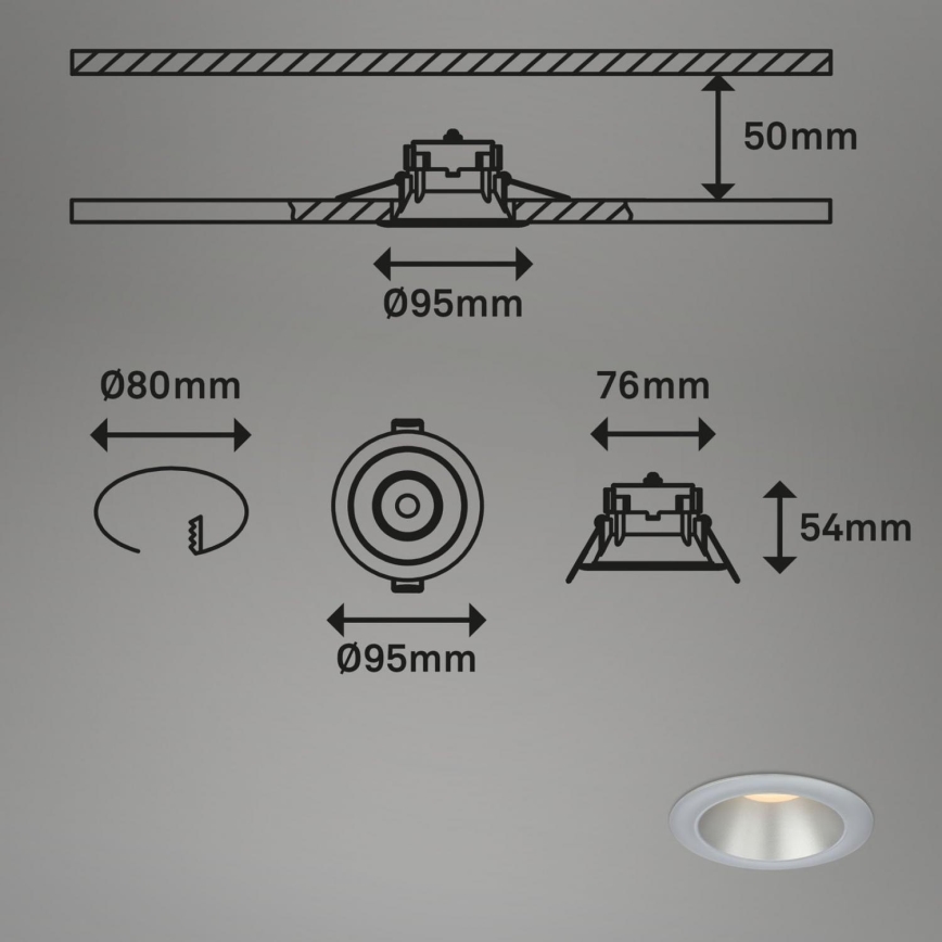 Briloner 7041-034 - ZESTAW 3x LED Łazienkowa oprawa wpuszczana LED/4,9W/230V IP44 srebrny