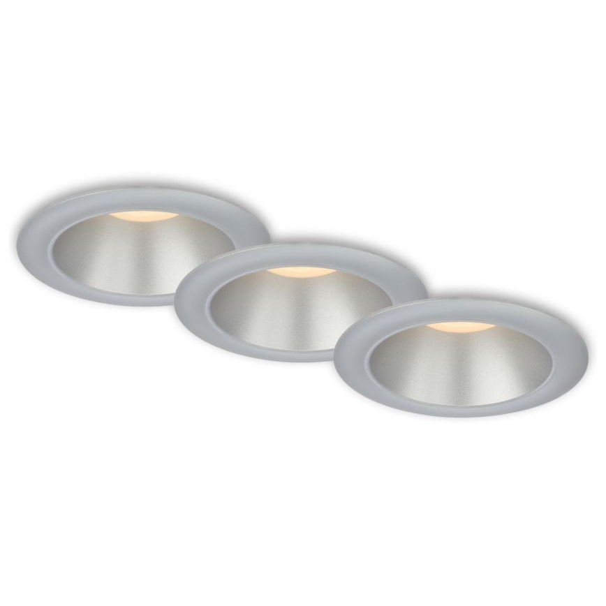 Briloner 7041-034 - ZESTAW 3x LED Łazienkowa oprawa wpuszczana LED/4,9W/230V IP44 srebrny