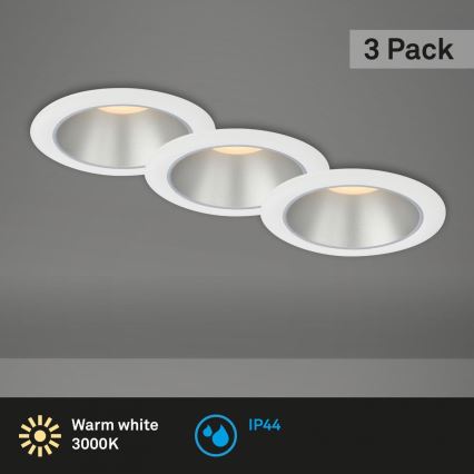 Briloner 7041-036 - ZESTAW 3x LED Łazienkowa oprawa wpuszczana LED/4,9W/230V IP44 biały
