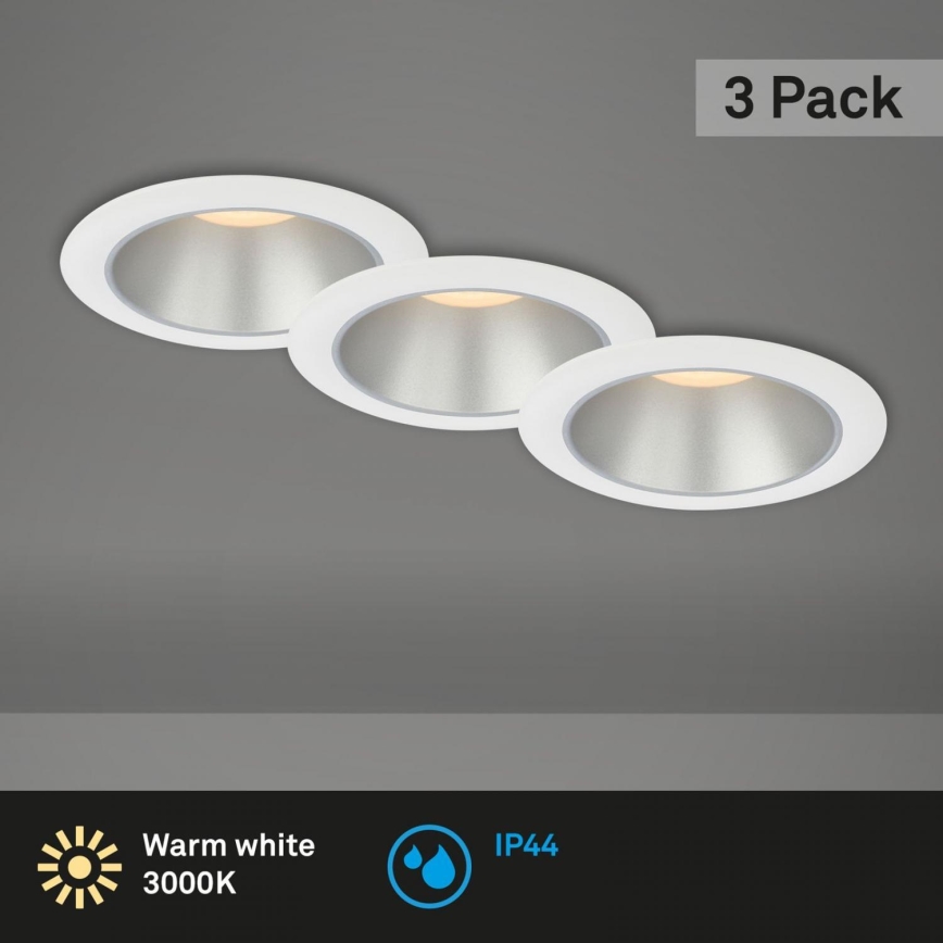 Briloner 7041-036 - ZESTAW 3x LED Łazienkowa oprawa wpuszczana LED/4,9W/230V IP44 biały