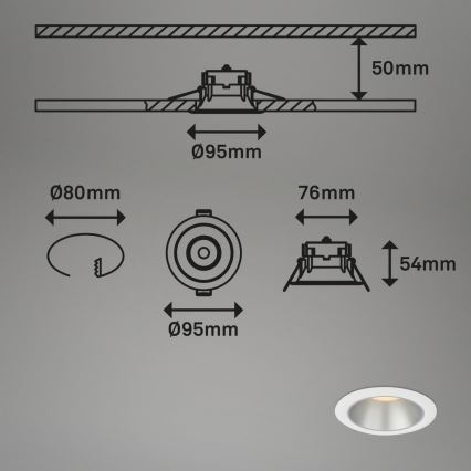 Briloner 7041-036 - ZESTAW 3x LED Łazienkowa oprawa wpuszczana LED/4,9W/230V IP44 biały