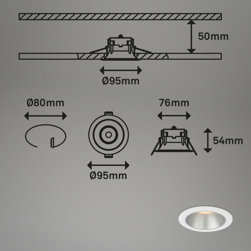 Briloner 7041-036 - ZESTAW 3x LED Łazienkowa oprawa wpuszczana LED/4,9W/230V IP44 biały