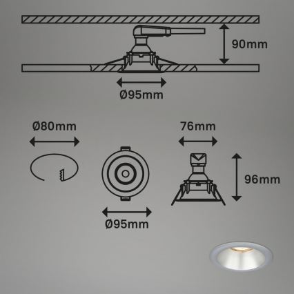 Briloner 7042-034 - ZESTAW 3x Oprawa wpuszczana łazienkowa 1xGU10/9W/230V IP23 srebrny