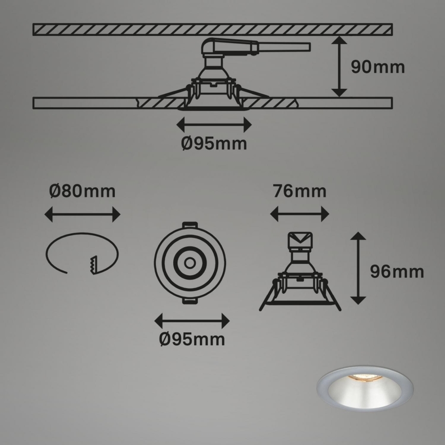 Briloner 7042-034 - ZESTAW 3x Oprawa wpuszczana łazienkowa 1xGU10/9W/230V IP23 srebrny
