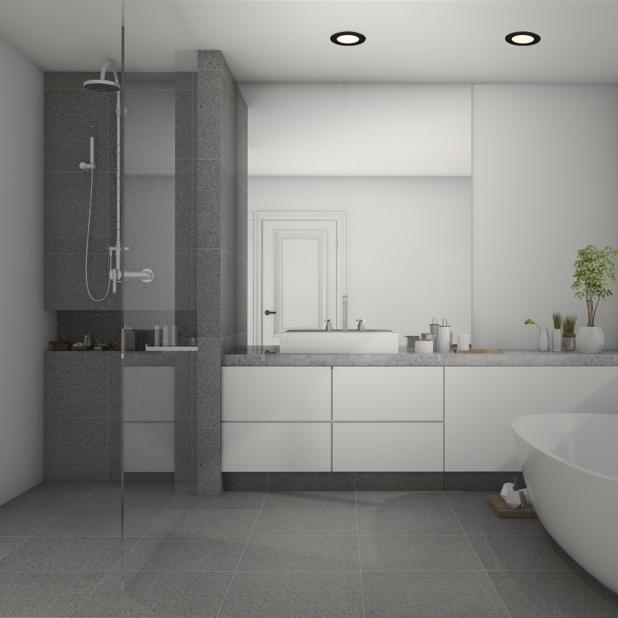 Briloner 7049015 - ściemnialna wpuszczana oprawa łazienkowa LED, 6W/230V, 3000K, IP44, czarna