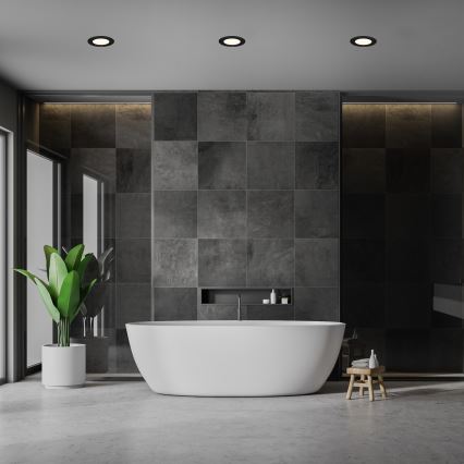 Briloner 7049015 - ściemnialna wpuszczana oprawa łazienkowa LED, 6W/230V, 3000K, IP44, czarna