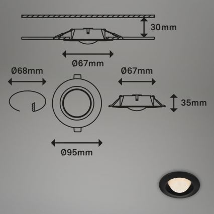 Briloner 7056-035 - ZESTAW 3x LED Łazienkowa oprawa wpuszczana LED/3W/230V IP44