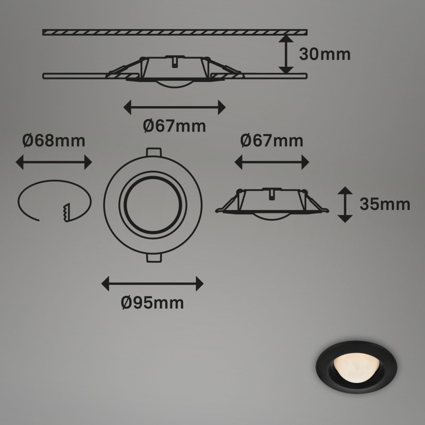 Briloner 7056-035 - ZESTAW 3x LED Łazienkowa oprawa wpuszczana LED/3W/230V IP44